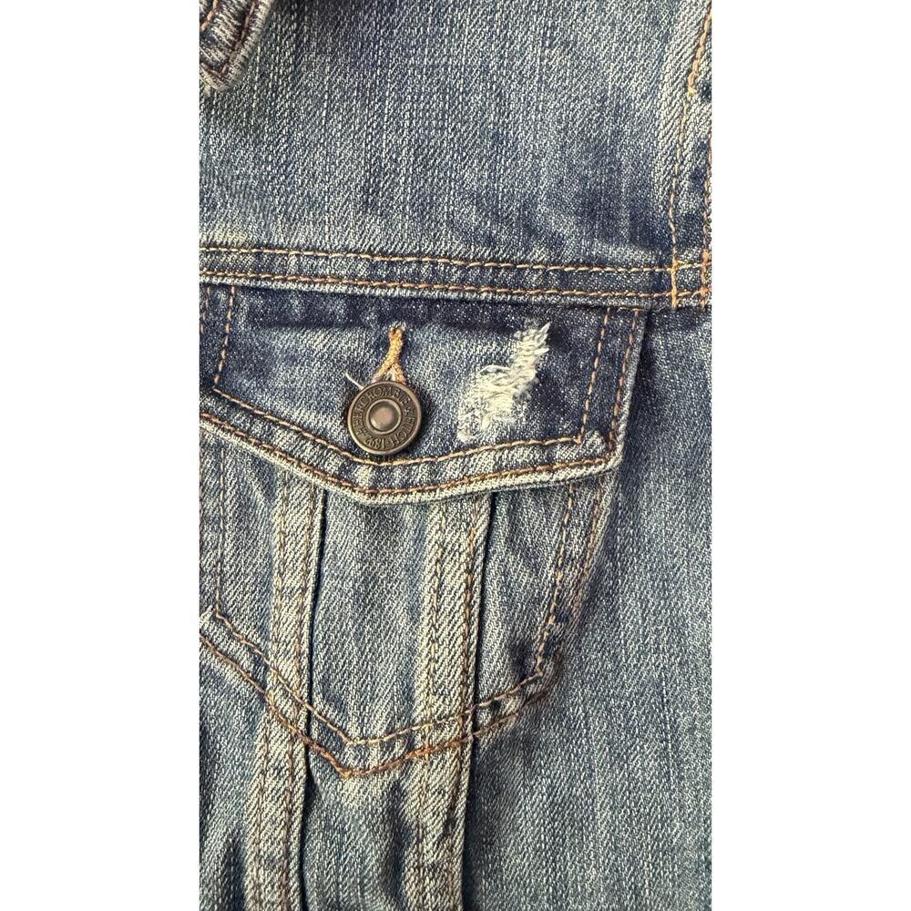 Abercrombie & Fitch Vintage Distressed Denim Trucker Jacket Y2K Women's Size M - Picture 6 of 16